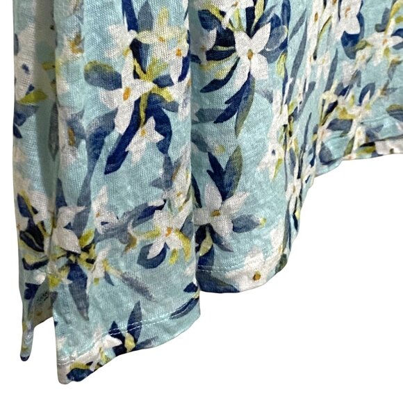 J Jill Womens Love Linen Tank Top PL Blue Floral Bloomcore Cruise Vacation Summe - Picture 3 of 7